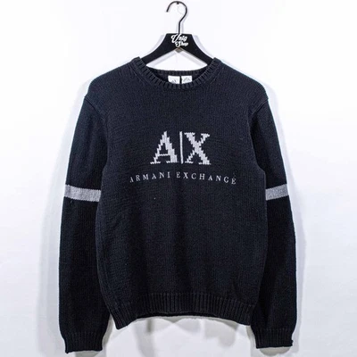 Armani Exchange Knit Sweater Medium Spell Out VTG 90s Designer Preppy - Image 1 of 4