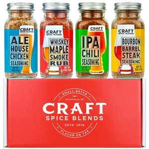 Craft Spice Blends Grilling Seasoning & Rub 4-Pack Gift Set - Top Shelf Spice... - Picture 1 of 9