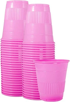 Paquete de 50 vasos dentales reciclables desechables de plástico de 5 oz - vasos de fiesta, rosa  Foto 1 de 4