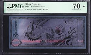 2022 1 Silverback - Red Silver Dragons 1/1000 Troy oz plata .999 pmg 70 gema sin circular - Imagen 1 de 2