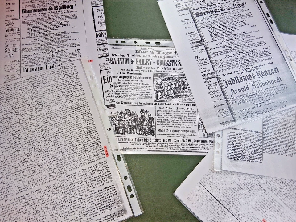 1900 STUTTGART Presse Anzeigen + Rezensionen reprint BARNUM & BAILEY CIRCUS - Bild 1 von 1