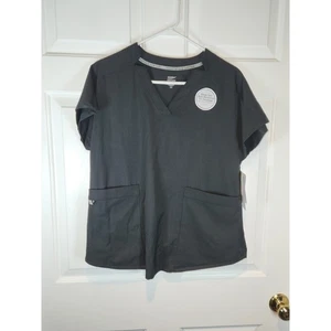 NEW Women's sz M Black Short Sleeved Scrub Top Shirt by Climate Right Cuddl Duds - Picture 1 of 11