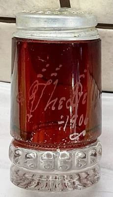 ANTIQUE  THE DELLS 1906 SOUVENIR RUBY STAINED FLASH SOUVENIR  SHAKER - Image 1 of 4