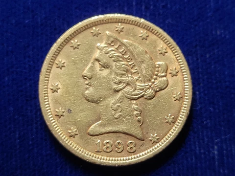 🌟 1898-P Liberty Head Gold $5 Half-Eagle US Coin Cover