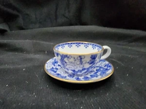 Spode Copeland R3863  Miniature Tea Cup & Saucer Chintz Blue Flowers - Picture 1 of 4