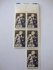 Vintage US PORTO 15 Cent Briefmarke TELLER BLOCK WEIHNACHTEN Maria Jesus postfrisch - Bild 1 von 1