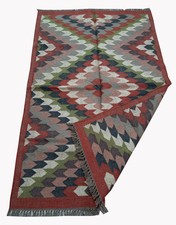 Traditional Oriental Jute Wool Area Rug 4x6Ft Medallion Persian Carpet Kilim