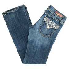 Flying Monkey Women's Jeans Boot Cut Embellished Rhinestones Flap Pocket 5 28X31