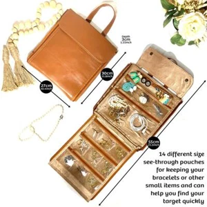 Portable Travel Jewelry Organizer Leather Case Storage - Picture 1 of 6