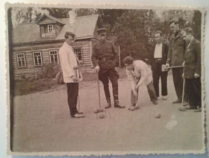 Croquet Game Real Photo 1935 USSR Sanatorium "Strahovik" Sans-Ennui Estate - Picture 1 of 2