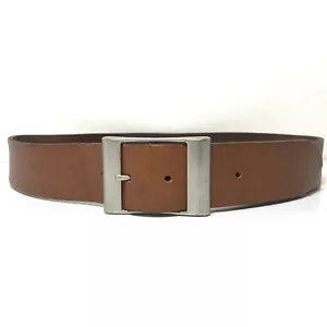 Herren Gürtel Braun 38 Leder Robust Silberfarben Schnalle Breit Freizeit Jeansgürtel Männer - Bild 1 von 12