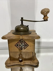 Vintage Coffee Mill Grinder Wood Metal 8 1/2"H Unbranded - Picture 1 of 13