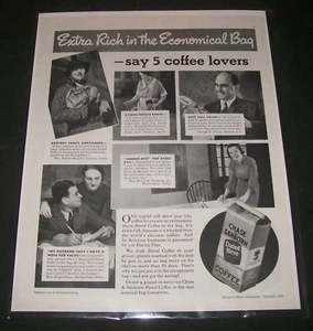 1936 Vintage CHASE & SANBORN Coffee 5 Coffee Lovers Photo Print Ad 1930's - Bild 1 von 1
