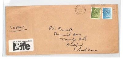 GB MACHIN COVER Plymouth Commercial *Life*SAVE THE UNBORN CHILD Label 1977 BT108 - Image 1 of 3