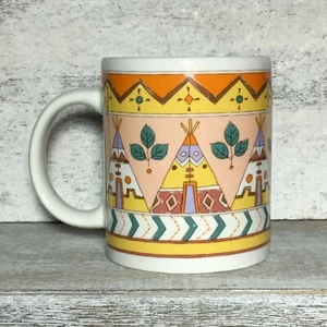 Studio Nova Apache Ceramic Coffee Tea Mug Navajo Teepee Tents #MZ582 4" Colorful - Picture 1 of 6