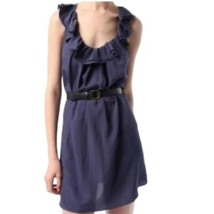 PINS & NEEDLES Ruffle Neck Shift Silky Dress Blue UO Urban Outfitters Womens S - Bild 1 von 5