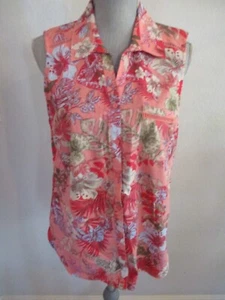 NWOT Erika Tropical Floral Sleeveless Button Front Shirt Size M - Bild 1 von 12