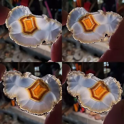 Natural Laguna Banded Iris Agate Slab Both Polished Rainbow Agate Mexico 11g - Image 1 of 4