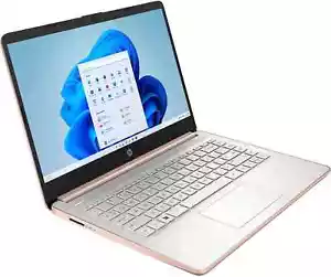 New HP Laptop 14" HD Intel Celeron N4120 8GB 128GB eMMC Cam Office 365 W11S Gold - Picture 1 of 10