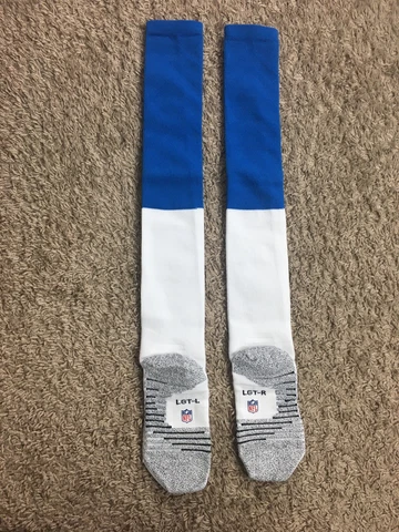 Nike Grip NFL Team Issued Football Game Detroit Lions Blue Socks Size Large Tall Cover