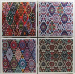 Tile Coasters Ceramic - Patterns - Set of 4 - ( Buy 2 sets Get 1 Set Free ) 3 A - Picture 1 of 6