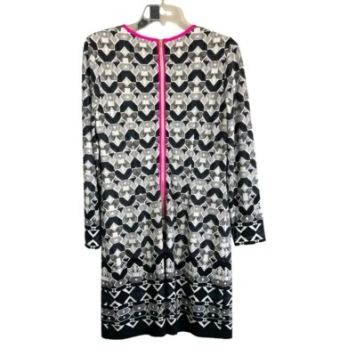 ELIZA J Long Sleeve Polyester Spandex Lined Dress Geometric Hot Pink Zip Size 6 - Image 1 of 4