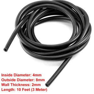 Durite Silicone De Dépression 4mm Longueur 3Mètres Couleur Noir Tuyau d'Air - Picture 1 of 6