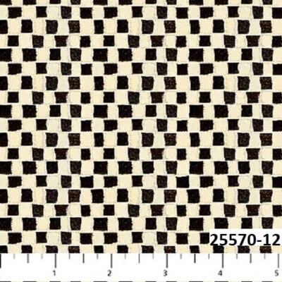 Charisma Poppies Cotton Quilt fabric Northcott 25570-12 Black and Cream Check - Image 1 of 4