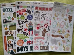 Simple Stories  - 4  chipboard stickers clearout - set 1 
