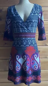 Angie Sweater Dress Womens Large Brown Scroll Paisley Long Sleeve Pullover - Picture 1 of 8