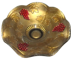 Antique Goofus Glass Bowl-Gold with Floral detail Gorgeous - Picture 1 of 4