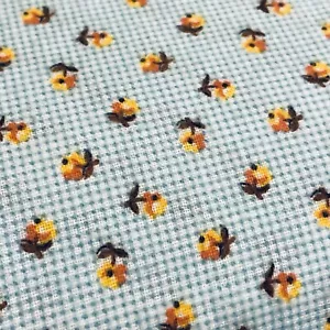 Vintage Flannel Cotton Flannel SMALL Yellow Flowers on Green Check BTY - Picture 1 of 2