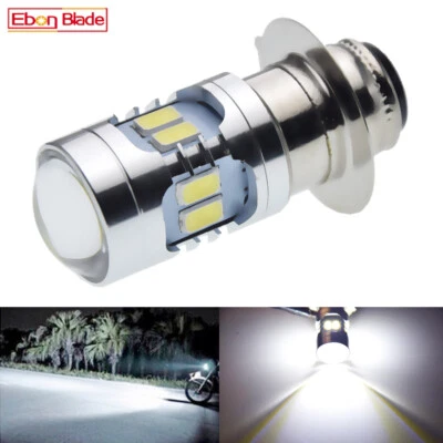 1x 6V-30V 12V P15D H6M LED White Bulb Motorbike Motorcycle Headlight Dual Lights Foto 1 de 4