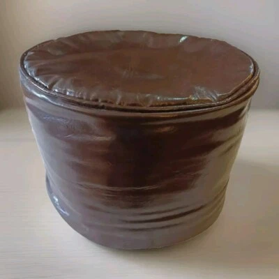 Vintage Brown Vinyl Bean Bag Ottoman Foot Stool  MCM BOHO Mid Century Decor - Image 1 of 4