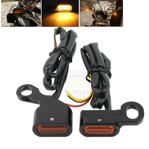 Mini LED Turn Signal Light Handle Indicator Blinker For Harley Sportster Softail - Picture 1 of 8