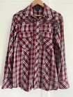 Ariat Pendleton Womens Long Sleeve Shirt Red Plaid Embroidered Size M Pearl Snap