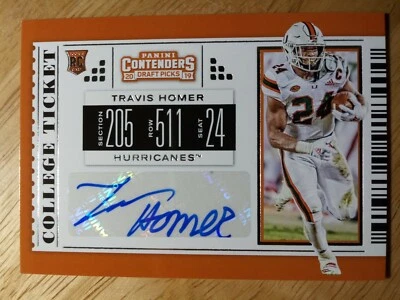 2019 Travis Homer Contenders Draft Picks rookie auto Seahawks - Image 1 of 2
