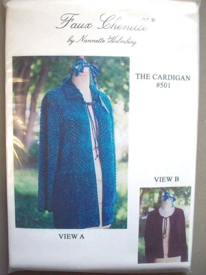 Faux Chenille Cardigan long short jacket pattern size 6 8 10 12 14 16 - Image 1 of 2
