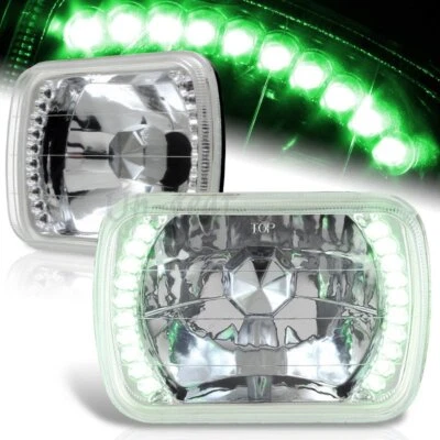 Герметичный зеленый светодиодный хромированный корпус фар 7 x 6 дюймов H6014 H6052 H6054 прозрачные фары - Изображение 1 из 4