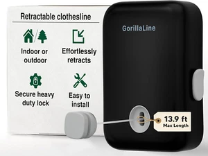 - Retractable Clothesline Indoor Outdoor Clothes Line | Heavy Duty Drying Laundr - Picture 1 of 12