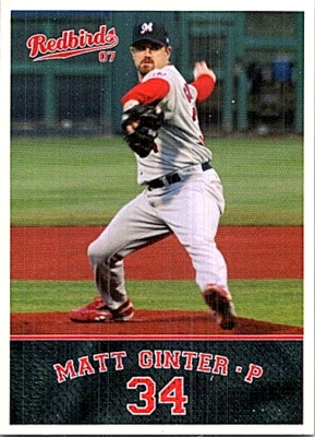 2007 Multi-Ad Memphis Redbirds Minor League Baseball #22 Matt Ginter - Image 1 of 2