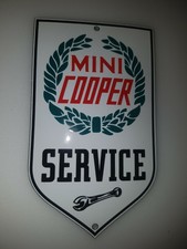 CLASSIC MINI COOPER SERVICE SIGN SIZE = 3,5x6 INCH PORCELAIN ENAMEL DOOR WALL