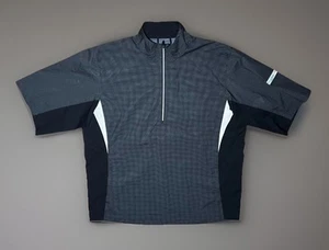 FootJoy Houndstooth Black HydroLite Short Sleeve Golf Rain Shirt Men's Sz Large - Picture 1 of 3