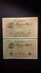 Reichsbanknote von 1910, 1000 Mark, mit rotem und grünem Siegel (334) - Picture 1 of 2