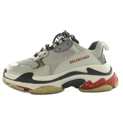 BALENCIAGA TRIPLE S Zapatillas Papá, Cuero Malla Logo Bajo, Talla UK7 Plateado Foto 1 de 4