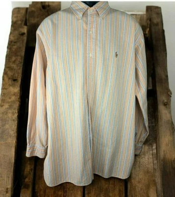 Camisa de vestir Ralph Lauren para hombre calce clásico naranja a rayas XL Foto 1 de 4