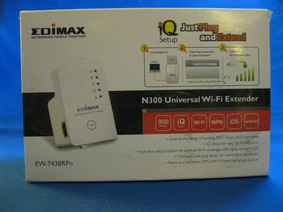 Edimax Smart N300 (EW-7438RPn ) Universal Wi-Fi Range Extender. NEW - Image 1 of 4