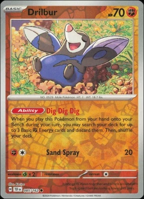 Pokemon - Drilbur #085/162 - SV05: Temporal Forces Reverse Holo - Image 1 of 2