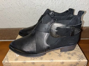 free people SANT LOUIS Maverick Chelsea Boot Black EU 41 leather buckle bootie - Picture 1 of 7