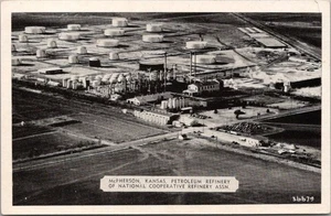 c1940s McPHERSON, Kansas Oil Postcard "PETROLEUM REFINERY" Aerial View / Dexter - Picture 1 of 2